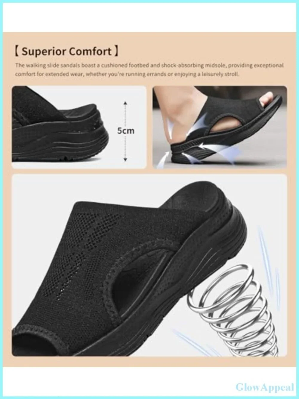 Womens Orthopedic Platform Slides Sandals with Arch Support Comfortable Walk